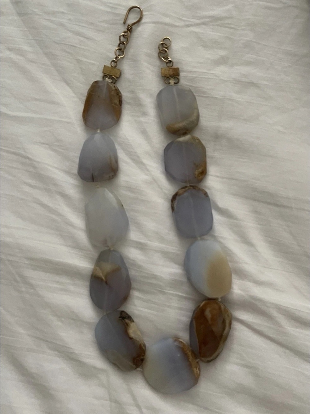 VINTAGE Y2K HANDMADE NATURAL AGATE STONE NECKLACE W/ GOLD TONE CLASP